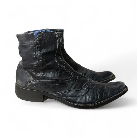 Mark Nason Side Zip Boots Rock Never Dies Mens Sz 12 Rare! Dragon Toe Black Goth - Picture 1 of 10